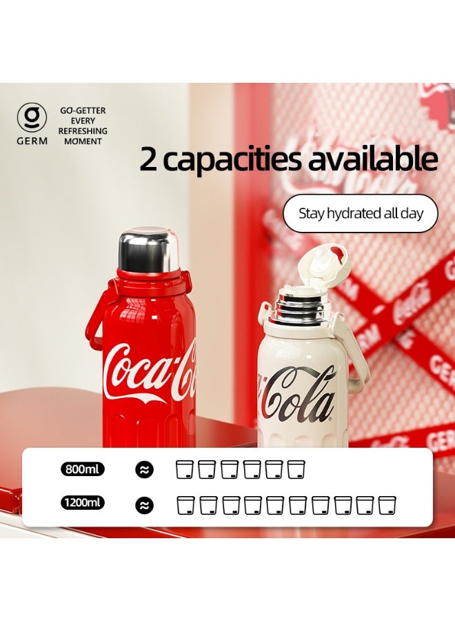 GERM Coca-Cola Collection Sport Vacuum Bottle with Cup – Red | 1200ml Large Thermos | 24-Hour Hot & Cold | Official Licensed Stainless Steel Flask | GERM  - Image 2
