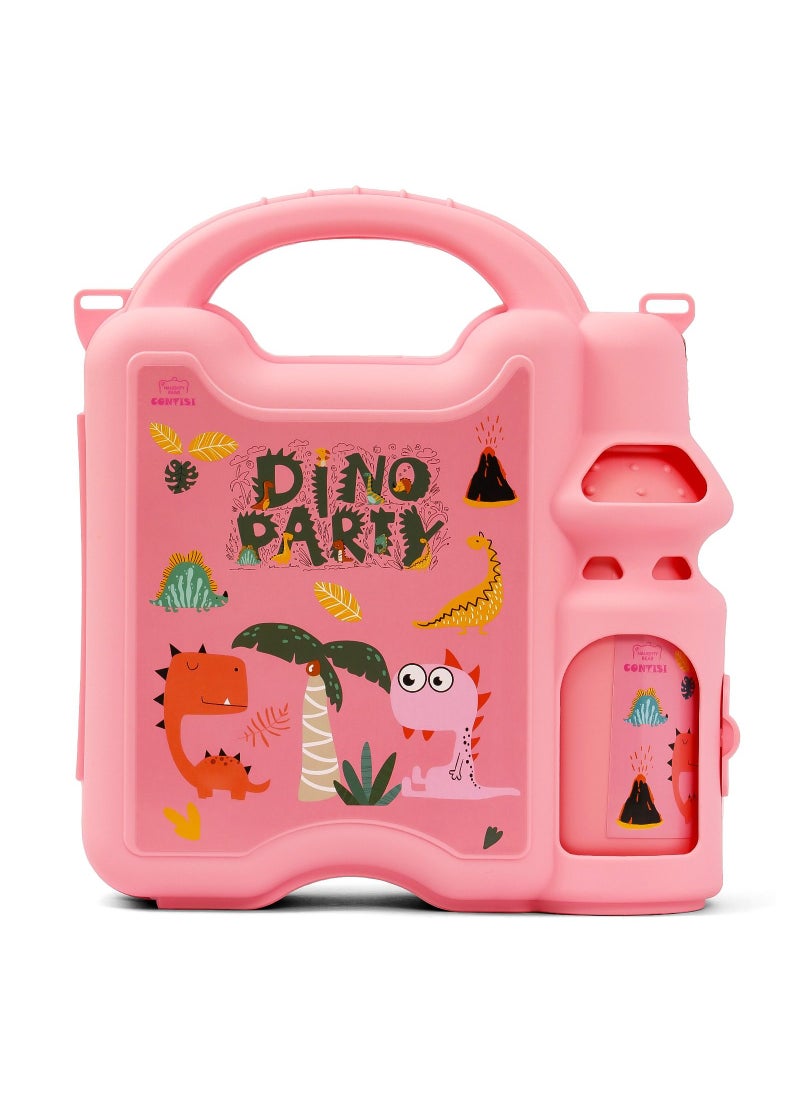 Eazy Kids Lunch Box With Bottle-Pink  - Image 2
