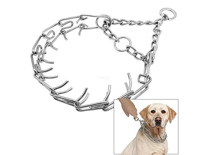 Pups&Pets Pet 20 Inch Prong Collar Pet Pinch Training Collar - No Pull Stainless Steel Chrome Plated Chain Collar for Dogs,Medium - Image 1