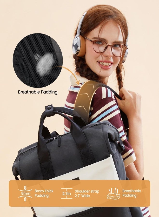 LOVEVOOK Laptop Backpack for Women, 17.3 Inch Work Travel Backpack Purse for School College Bookbag for Teen Girls Waterproof Computer Bag for Teacher Nurse Business, Black-Beige-Grey - Image 5