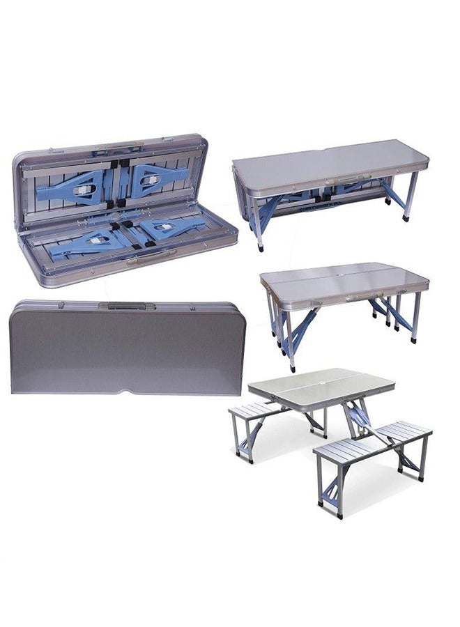 بلومنغ تايم طاولة نزهة تخييم قابلة للطي من الألومنيوم ، مجموعة محمولة ذات 4 مقاعد ، خفيفة الوزن ، متينة وسهلة الطي - Image 1