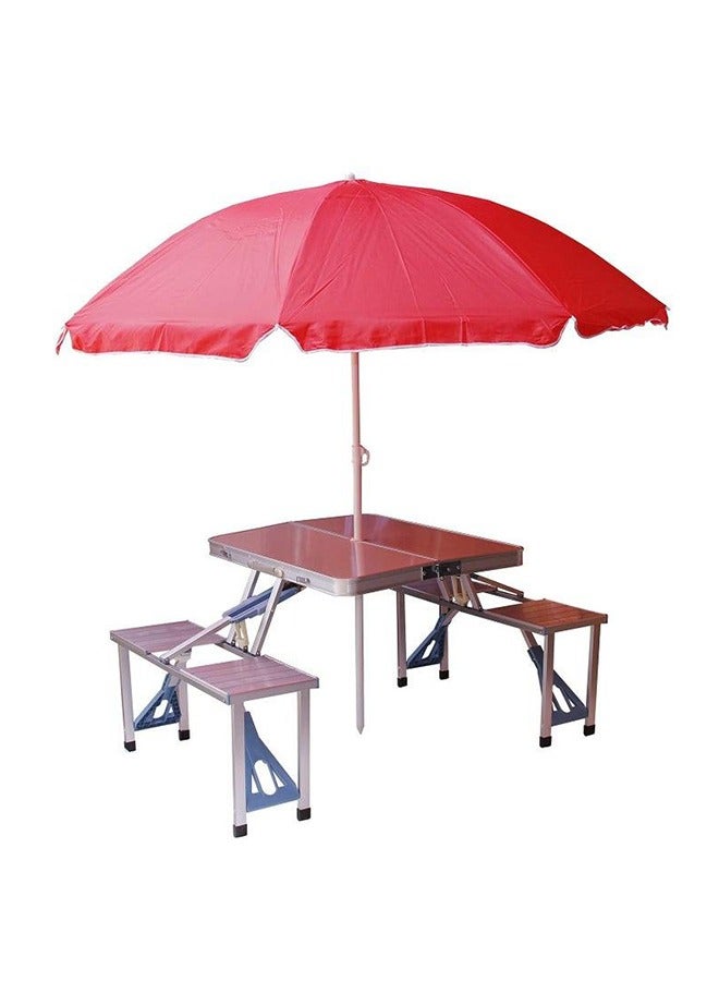 بلومنغ تايم طاولة نزهة تخييم قابلة للطي من الألومنيوم ، مجموعة محمولة ذات 4 مقاعد ، خفيفة الوزن ، متينة وسهلة الطي - Image 4