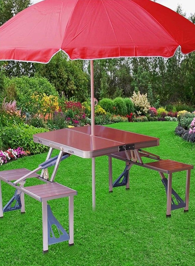 بلومنغ تايم طاولة نزهة تخييم قابلة للطي من الألومنيوم ، مجموعة محمولة ذات 4 مقاعد ، خفيفة الوزن ، متينة وسهلة الطي - Image 5