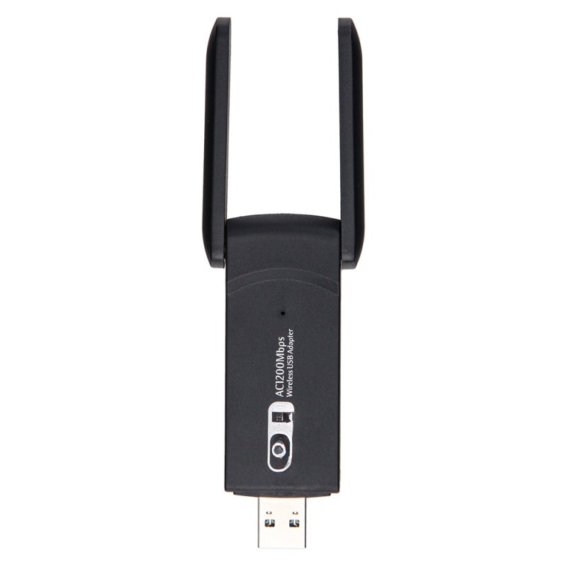 محول واي فاي USB لاسلكي: بطاقة شبكة واي فاي سوداء بنطاق مزدوج 2.4 جيجا هرتز و 5 جيجا هرتز وسرعة 1200 ميجابت في الثانية - بطاقة شبكة واي فاي بتعديل معدل تلقائي لحواسي المكتب والأجهزة اللاسلكية للوصول إلى الإنترنت - Image 1