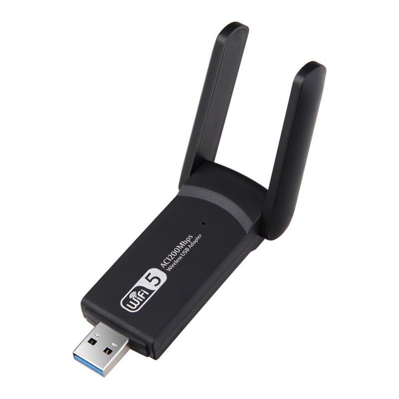 محول واي فاي USB لاسلكي: بطاقة شبكة واي فاي سوداء بنطاق مزدوج 2.4 جيجا هرتز و 5 جيجا هرتز وسرعة 1200 ميجابت في الثانية - بطاقة شبكة واي فاي بتعديل معدل تلقائي لحواسي المكتب والأجهزة اللاسلكية للوصول إلى الإنترنت - Image 4
