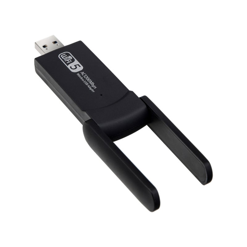محول واي فاي USB لاسلكي: بطاقة شبكة واي فاي سوداء بنطاق مزدوج 2.4 جيجا هرتز و 5 جيجا هرتز وسرعة 1200 ميجابت في الثانية - بطاقة شبكة واي فاي بتعديل معدل تلقائي لحواسي المكتب والأجهزة اللاسلكية للوصول إلى الإنترنت - Image 2