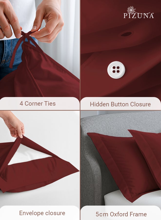 PIZUNA Pure Combed Cotton Duvet Cover Queen Size 220x230 cm, Rio Red, 400 Thread Count Cool Breathable 100% Long Staple Cotton Sateen Weave Quilt Cover with 2 Pillowcases (Luxurious Bedding Set) - Image 4