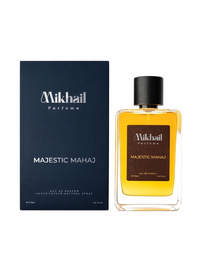 MIKHAIL Majestic Mahajby Mikhail | EDP | 100ML – Luxury Unisex Fragrance with Amber, Rose & Vanilla | Long Lasting - Image 1