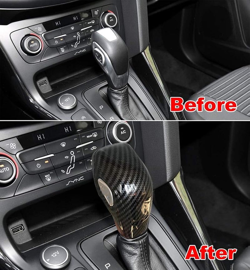ruihe Car Gear Shift Knob Cover Carbon Fiber Color Sticker Trim Fit for Ford Focus 2012-2018/Fiesta 2014-2019/Fusion 2013-2016/Escape 2013-2019/C-Max 2013-2017/Transit 2013-2020 - Image 2