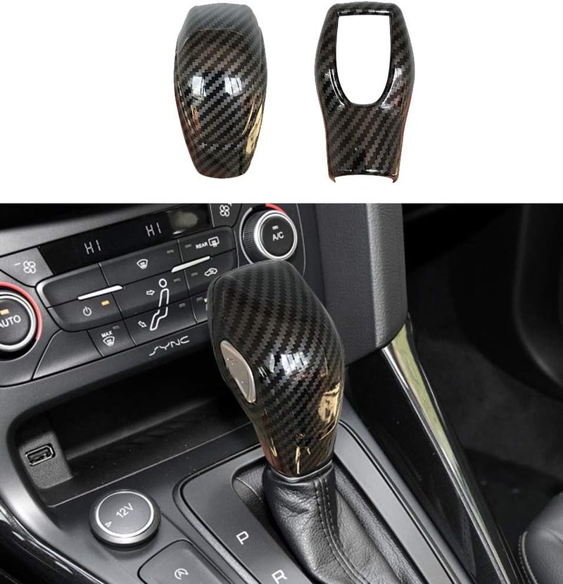 ruihe Car Gear Shift Knob Cover Carbon Fiber Color Sticker Trim Fit for Ford Focus 2012-2018/Fiesta 2014-2019/Fusion 2013-2016/Escape 2013-2019/C-Max 2013-2017/Transit 2013-2020 - Image 1