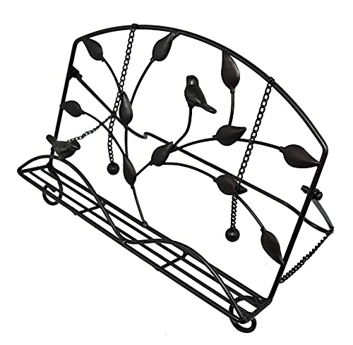 OwlGift Classic Cast Iron Brid & Metal Leaf Design Cookbook Stand, Decorative Recipe Holder for Kitchen, Coffee, Tablet Placement Storage Rack w/Weighted Chains – Brown - Image 5