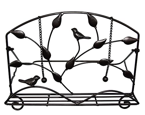 OwlGift Classic Cast Iron Brid & Metal Leaf Design Cookbook Stand, Decorative Recipe Holder for Kitchen, Coffee, Tablet Placement Storage Rack w/Weighted Chains – Brown - Image 2