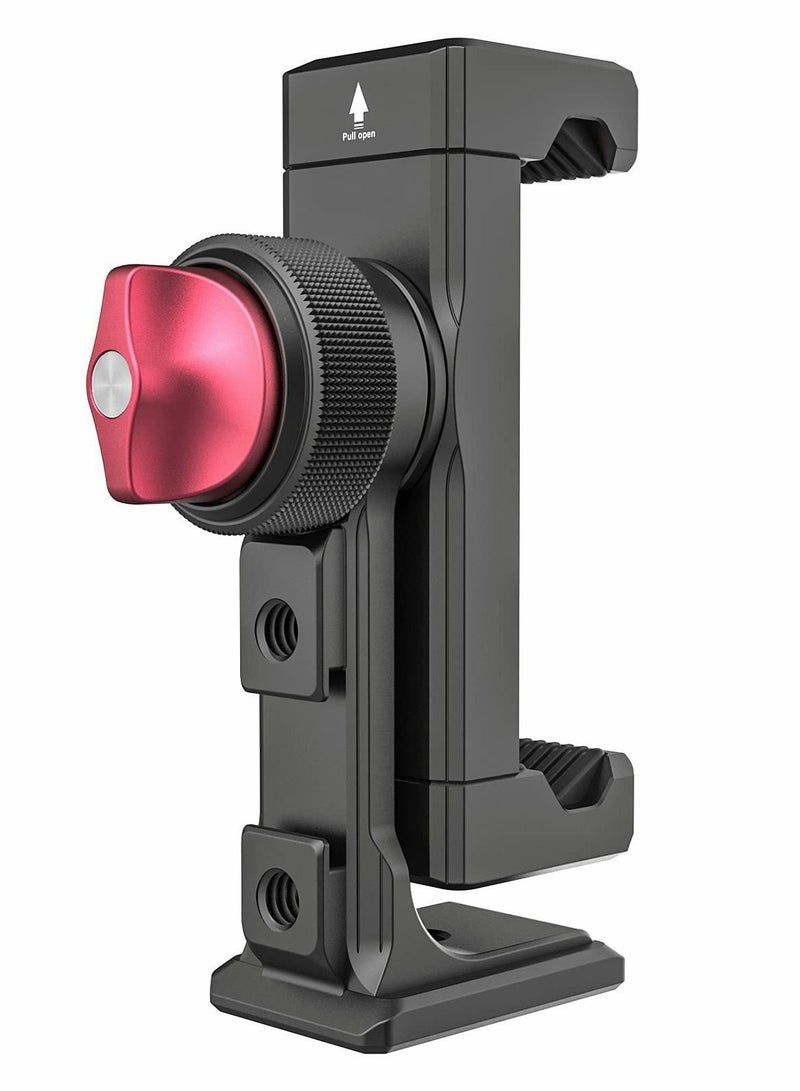 Excefore Metal Phone Tripod Mount,3 Cold Shoes & Arca Port, 360° Smartphone Tripod Adapter for iPhone,for Samsung Cell Phone Stand Holder for Desktop Tripod Video Vlogging Rig Attachment - Image 1