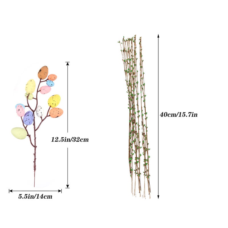 Shitailu Artificial Easter Spray Vine with Pastel Easter Eggs and Berries- Decorative Spring Floral Stems-Easter Egg Twig Branches for Floral Arrangement-Centerpiece Wreath Decoration (26 Pcs) - Image 2
