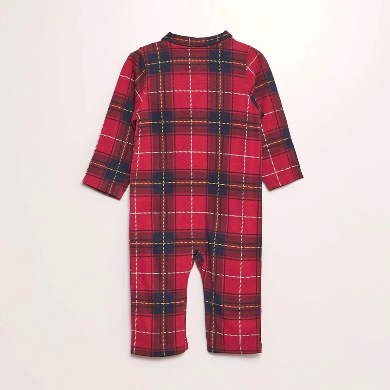 Kiabi Checked Sleepsuit With Shirt Collar Red