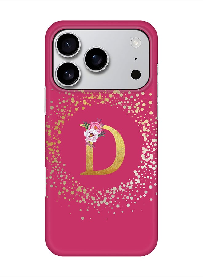 Stylizedd For iPhone 17 Pro,Case, [Compatible with MagSafe] Magnetic cover Slim fit Protection Matte, - Custom Monogram Floral - D ( Deep Pink )