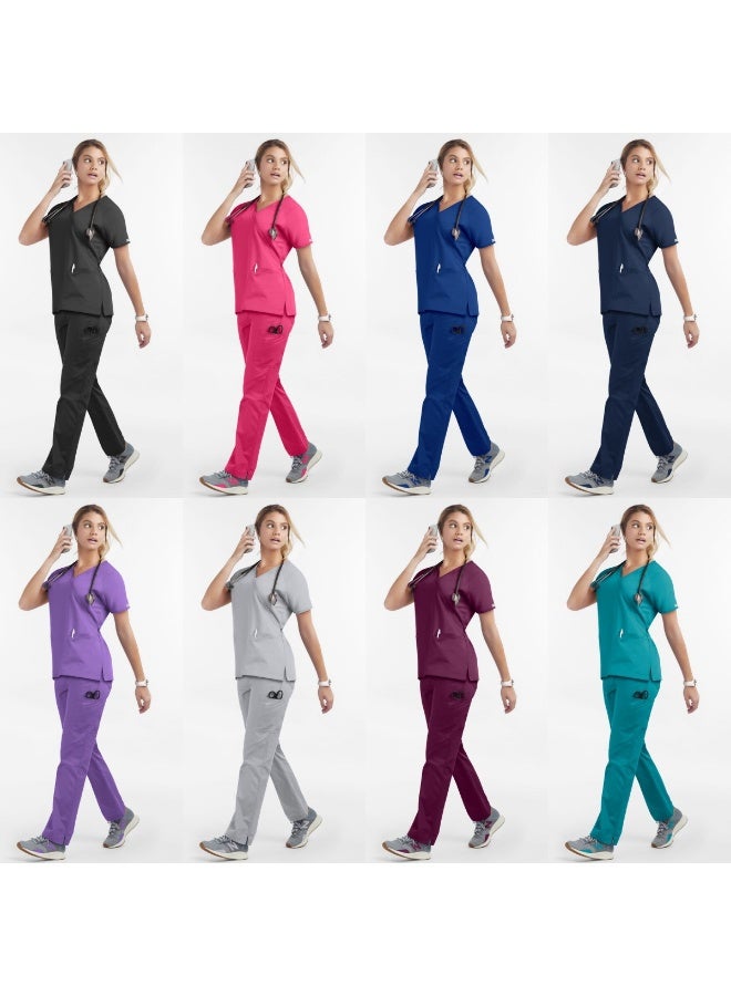 Loquat Womens Medical Scrubs Set Medical Uniform Set Navy Blue - Image 5