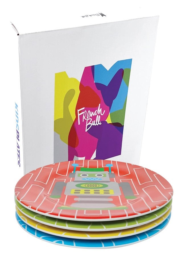 French Bull 4pc Kids Feeding Melamine Tableware Flatware BPA Free Dishwasher Safe, Durable, 4 Count (Pack of 1) Plate Set. Robot (74197) - Image 4