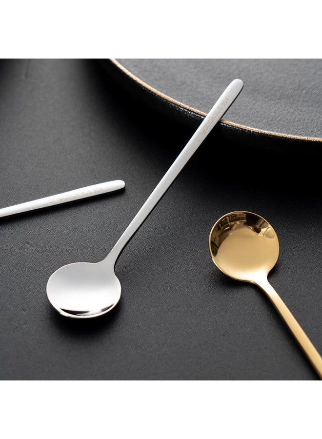 Onlycook 304 Stainless Steel Long-handled Mixing Spoon, Small Soup Spoon, Seasoning Spoon, Coffee Spoon, Extended Creative Ice Spoon, Dessert Honey Spoon - Image 1