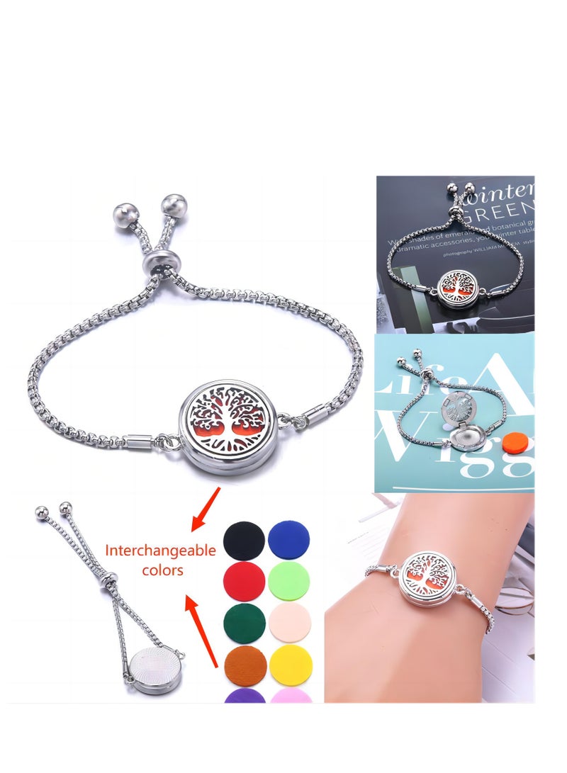 Essential Oil Diffuser Bracelet Stainless Steel Aromatherapy Locket Adjustable Bracelet Set with 10 Refill Pads in 10 Assorted Colors, Gifts Set for Women Girls  - Image 3