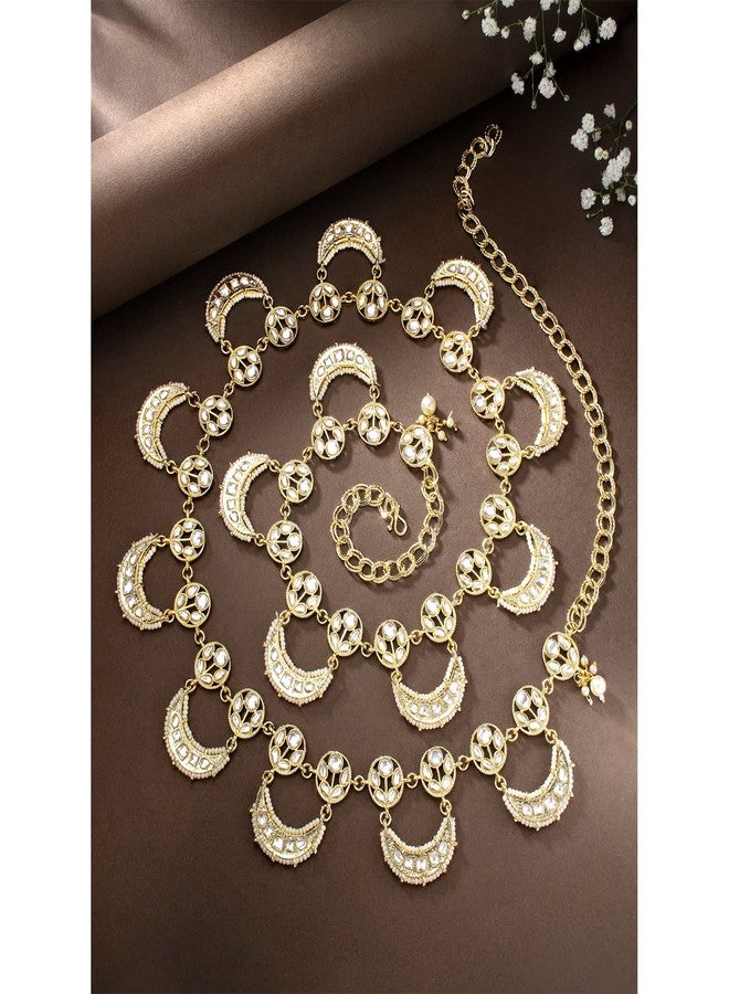 Peora Ethnic Kundan Studded White Kamarband Belly Chain For Women Fancy Jewellery Gift - Image 2