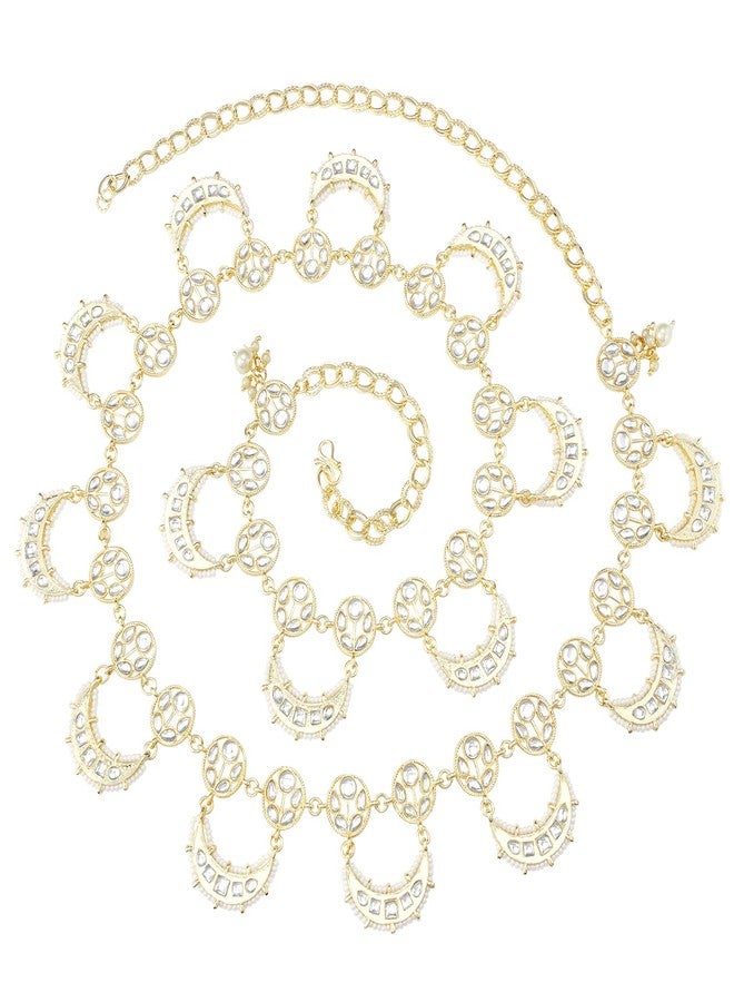 Peora Ethnic Kundan Studded White Kamarband Belly Chain For Women Fancy Jewellery Gift - Image 1