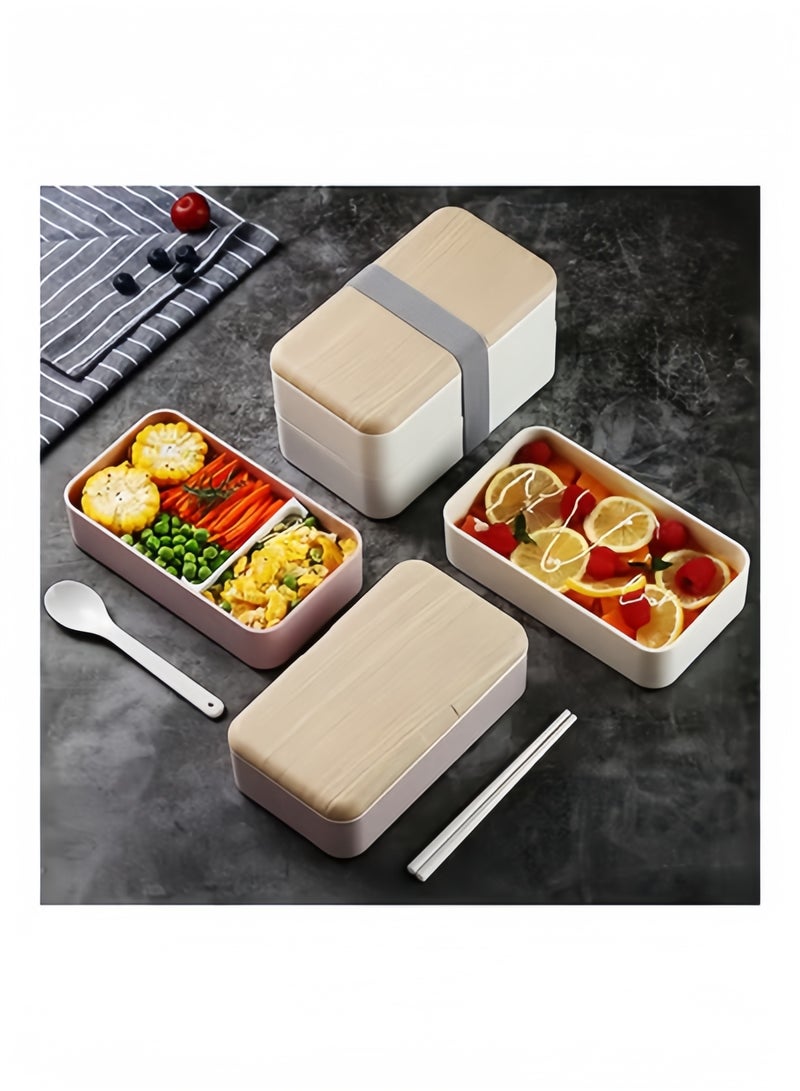 Halamodo Original Bento Box,2 LayerS Food Containers with Utensils Knife Spoon and Fork Bundle Divider Salad Box,Bundle Divider Salad Box - Image 3
