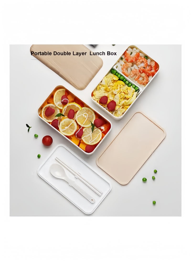 Halamodo Original Bento Box,2 LayerS Food Containers with Utensils Knife Spoon and Fork Bundle Divider Salad Box,Bundle Divider Salad Box - Image 4