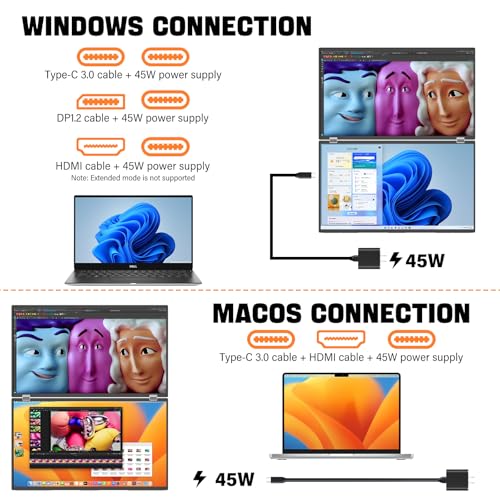 InnoView Dual Portable Monitor 18" 2560x1600P 100Hz 2K 100% DCI-P3 - Foldable & Stackable Design with 315° Screen Adjustment & 180° Stand | DP/USB-C/HDMI, Second Monitor for Laptop, Mac, Windows - Image 5