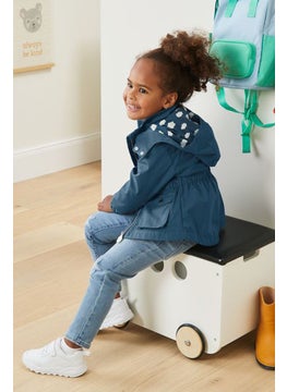 Tchibo Kids Girl Solid Two Front Detachable Hooded Parka, Navy Blue  - Image 1