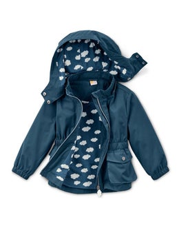 Tchibo Kids Girl Solid Two Front Detachable Hooded Parka, Navy Blue  - Image 3