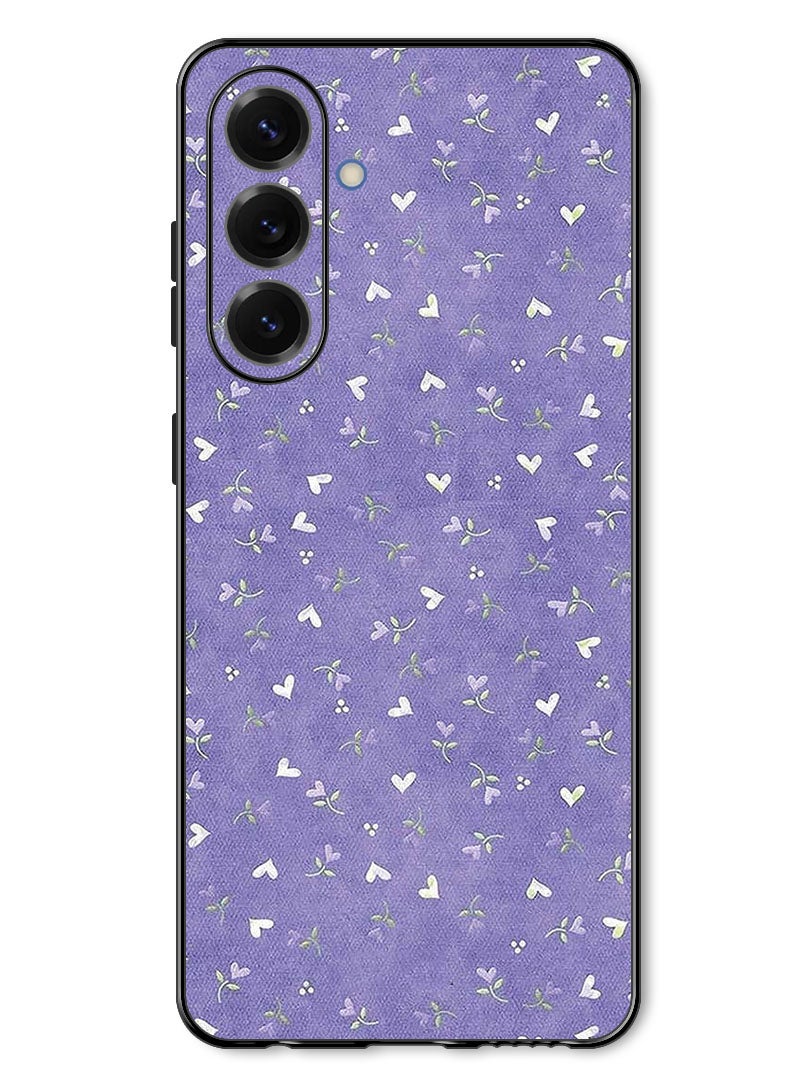 Theodor Case Compatible with Samsung Galaxy A57 Protection Shockproof Bumper Cover Hearts Purple Background - Image 1