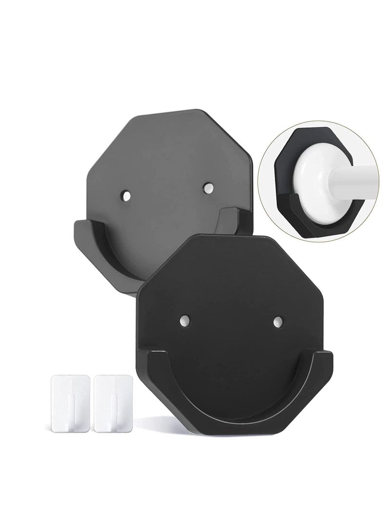 Y&D Shower Curtain Rod Holder 2PCS, Adhesive Wall Mount for Bathroom, No Drilling Stick On Black, Easy to Install and Persistent Viscous Not Included  - Image 1