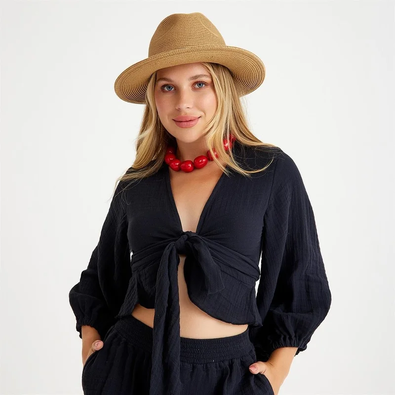 Miespiga 100% Cotton Woven Muslin Tied Women's Shirt - Shorts Set