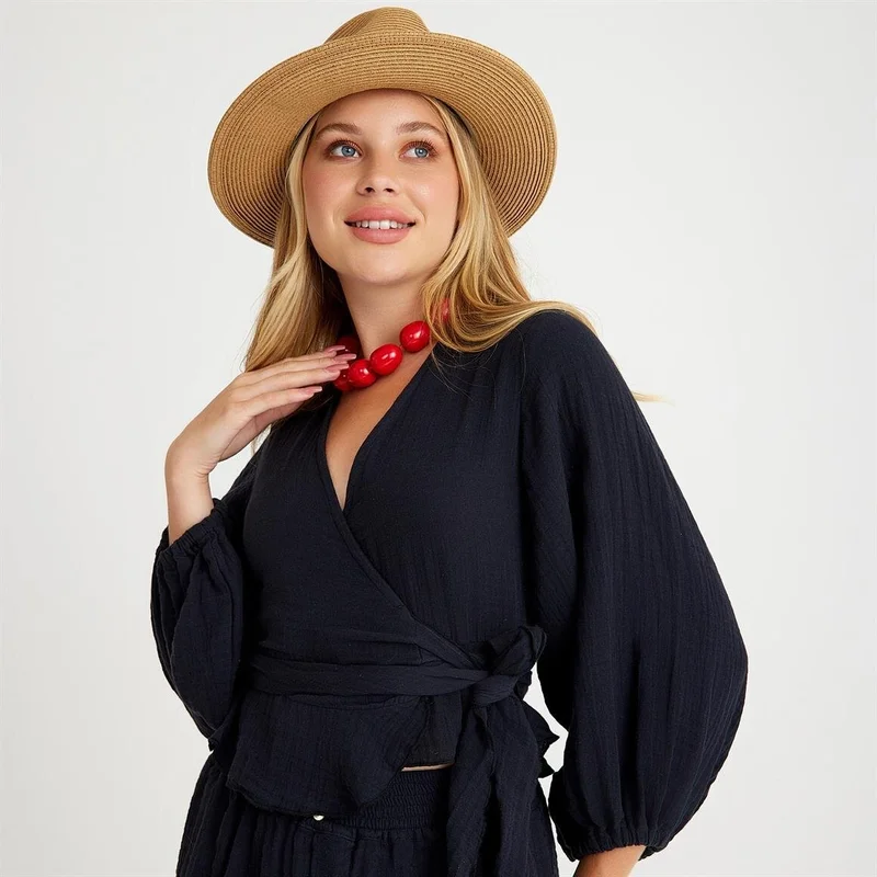 Miespiga 100% Cotton Woven Muslin Tied Women's Shirt - Shorts Set