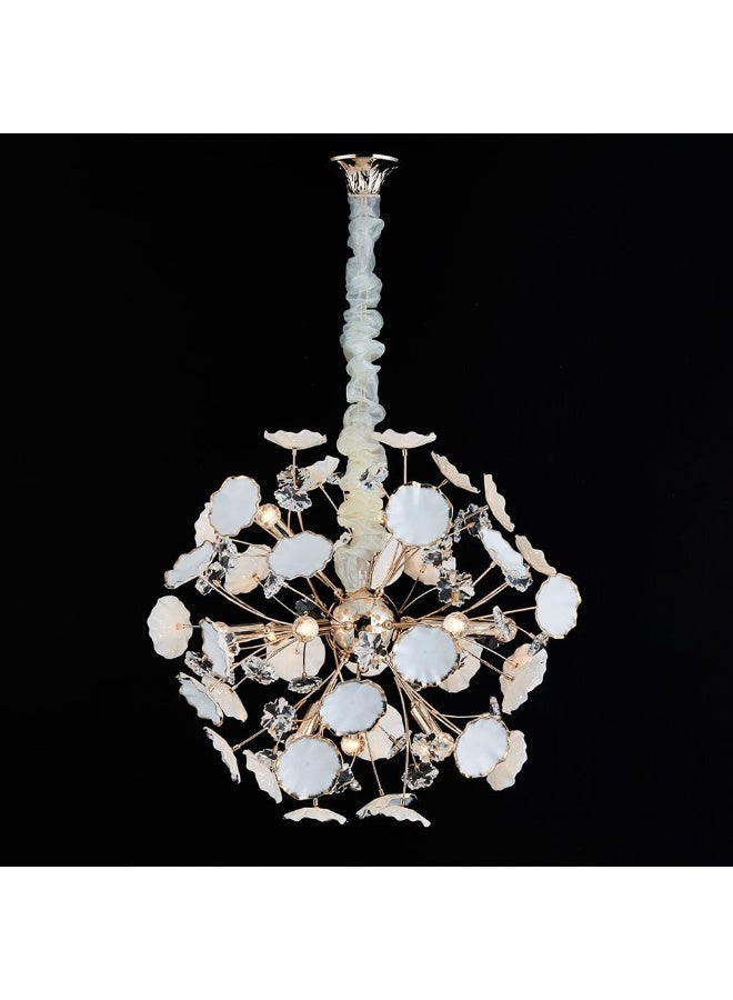 DANUBE HOME Roma Chandelier Ceramic+Metal+Crystal D60X H120X W60 E14 Golden  - Image 3