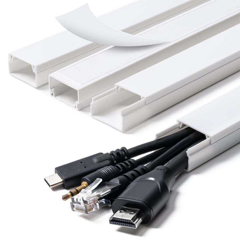 CADONO Cord Hider, 58in Cable Hider, Cord Covers for Wires on Wall, Paintable Cable Cover Raceway, Wire Hiders for TV on Wall, Cord Concealer, Cord Cable Management, 4X L14.5 W0.96 H0.58in, White - Image 1