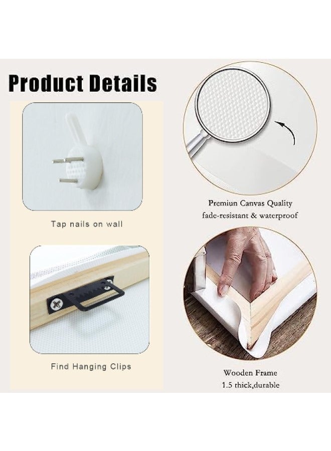 INSIJAM Set Of 3 Canvas Wall Arts Stretched Over Wooden Frame Vintage Wildflower Canvas Wall art Country Farmhouse Watercolor Flower Botanical Painting Pictures Wall Decor Floral Poster Print Artwork for Bedroom Living Room Girls Room Decoration - Image 4