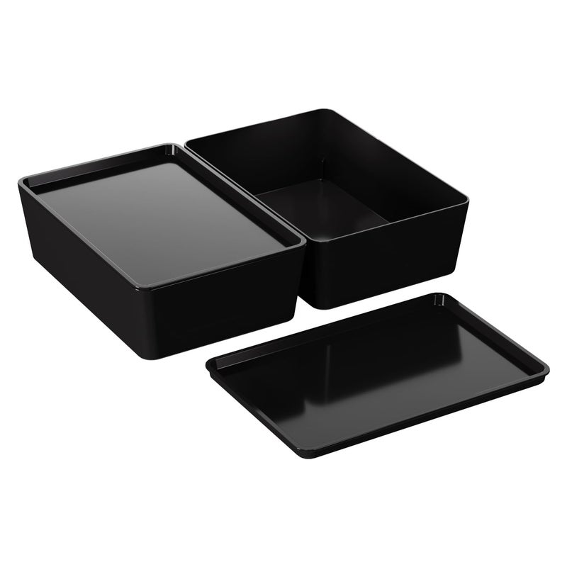 CHANCETSUI Storage Bins With Lids Plastic Containers: Multipurpose Stackable Storage Container Bins With Lid For Home And Office Organization, Small Storage Bin, 2 Pcs 7x10 Black container - Image 1
