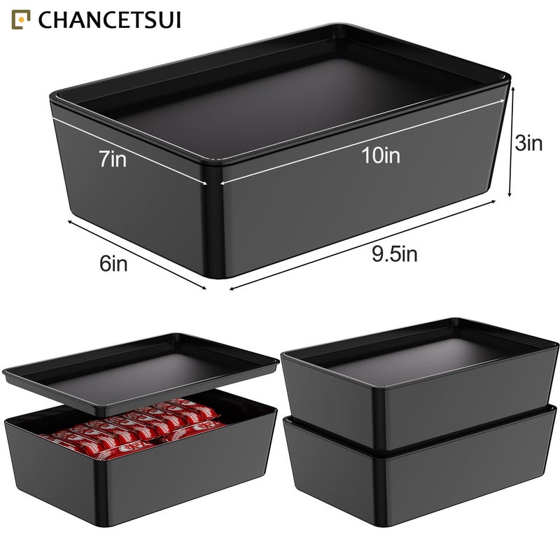 CHANCETSUI Storage Bins With Lids Plastic Containers: Multipurpose Stackable Storage Container Bins With Lid For Home And Office Organization, Small Storage Bin, 2 Pcs 7x10 Black container - Image 5