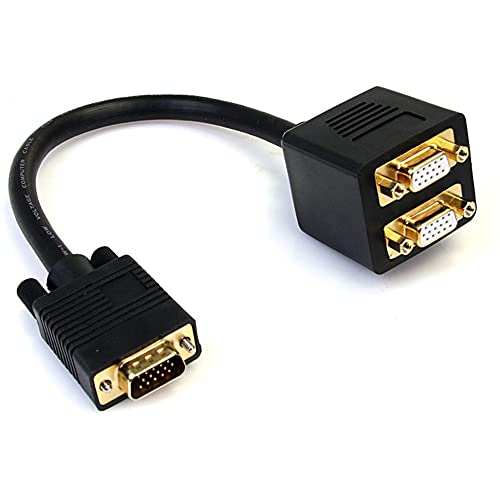 Startech.com StarTechcom 1 ft VGA to VGA Splitter Cable MF Dual Monitor Video Cable Splitter VGASPL1VV Black - Image 1