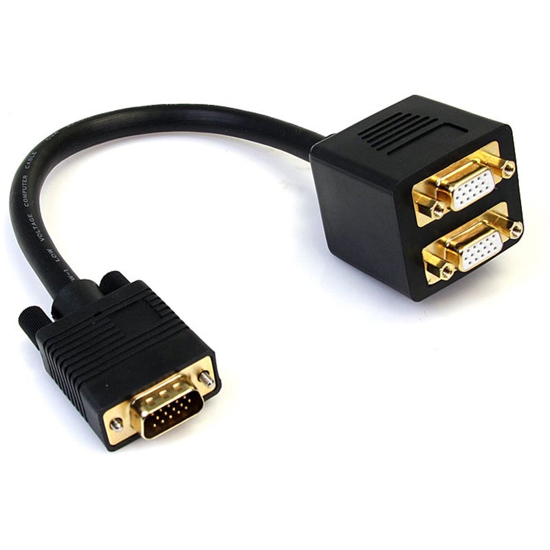 Startech.com StarTechcom 1 ft VGA to VGA Splitter Cable MF Dual Monitor Video Cable Splitter VGASPL1VV Black - Image 2