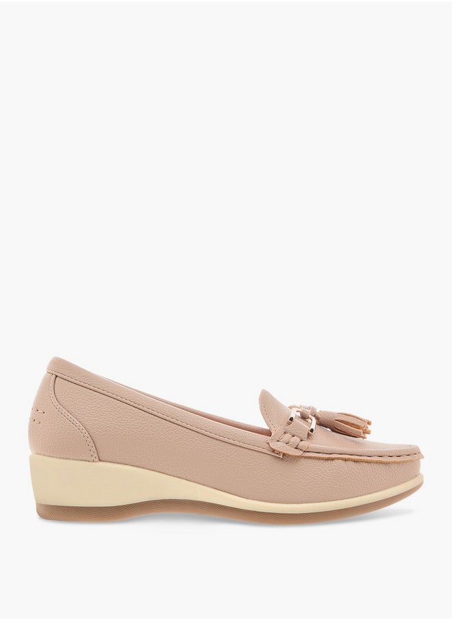 Le Confort Tassel Accent Slip-On Loafers with Wedge Heels  - Image 3
