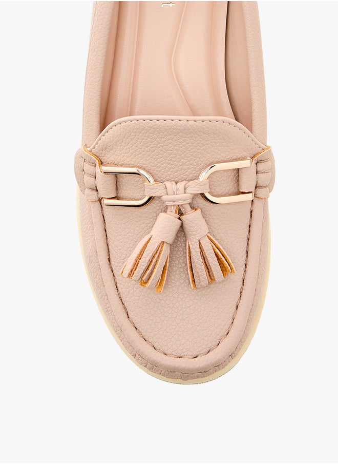 Le Confort Tassel Accent Slip-On Loafers with Wedge Heels  - Image 4