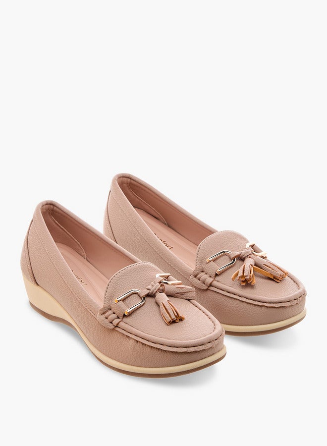 Le Confort Tassel Accent Slip-On Loafers with Wedge Heels - Image 3