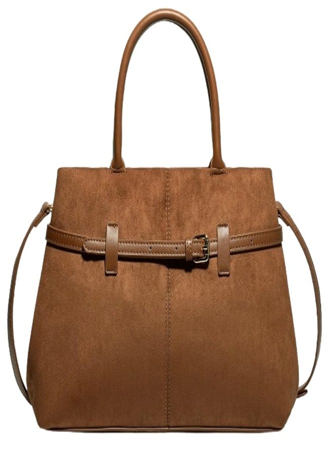Caistre Women's Slouchy Suede Tote Handbag 2025 Winter Fall Adjustable Strap Shoulder Crossbody Bags Trendy Y2k Hobo Bag, Brown, One size - Image 1