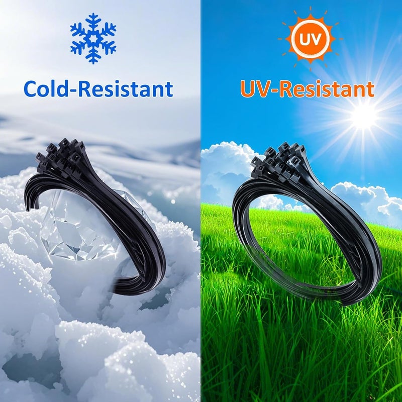 OPENBOX رباطات سحاب 20 بوصة (200 عبوة) بقوة شد 70 رطل، رباط سحاب ثقيل ذاتي القفل باللون الأسود. - Image 4