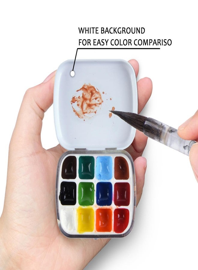 qianshan Portable Mini Tin Box,12-Well Empty Watercolor Palette,Small Paint Storage Travel Artist Outdoor Sketch Watercolor Kits with Magnetic Clip and Oil Pot.Bosch Hell - Image 2