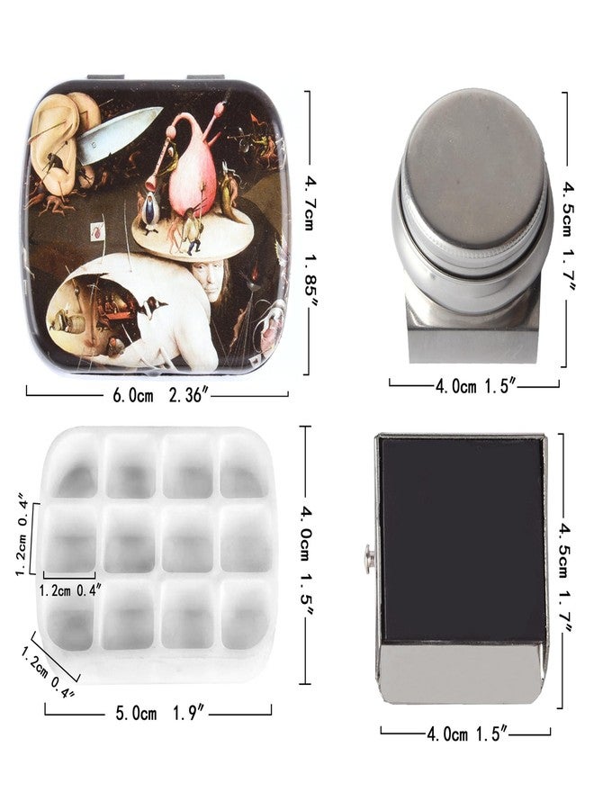 qianshan Portable Mini Tin Box,12-Well Empty Watercolor Palette,Small Paint Storage Travel Artist Outdoor Sketch Watercolor Kits with Magnetic Clip and Oil Pot.Bosch Hell - Image 3