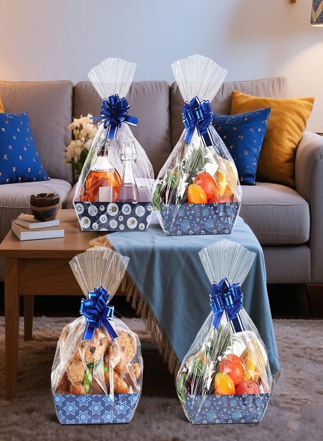 Marspark 18 Pcs 6 Set Hanukkah Bags for Gifts 8x10'' Chanukah Gift Menorahs Star Basket Boxes Empty to Fill with Gifts Blue Pull Bows Cellophane Wrapping Supplies for Hanukkah Party Favor Decorating - Image 5